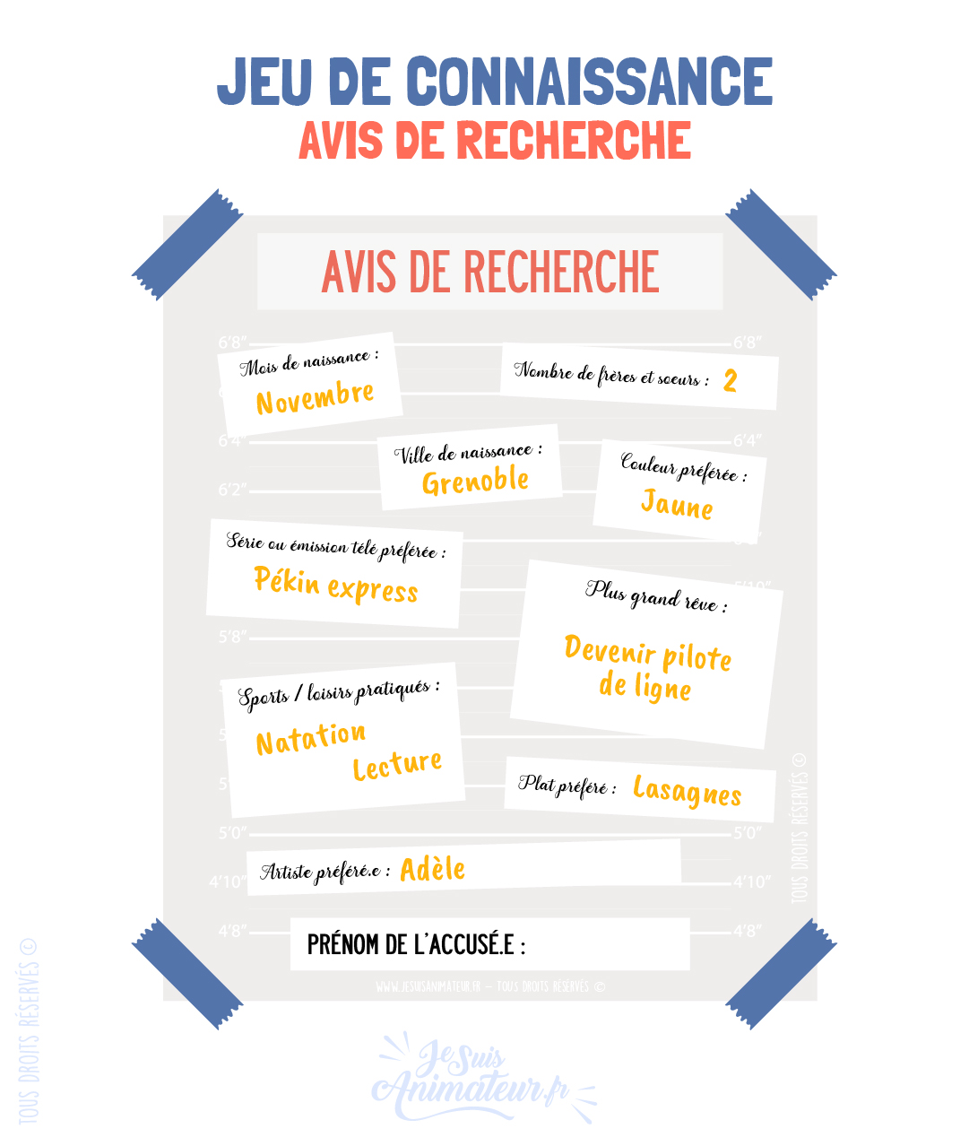 Jeu de connaissance et de présentation « Avis de recherche »