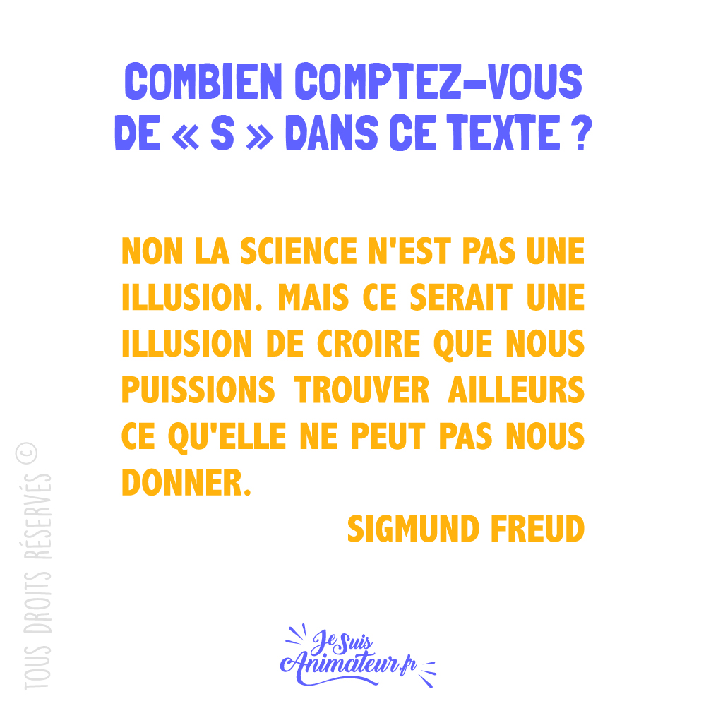 Énigme visuelle « combien de S dans ce texte ? »