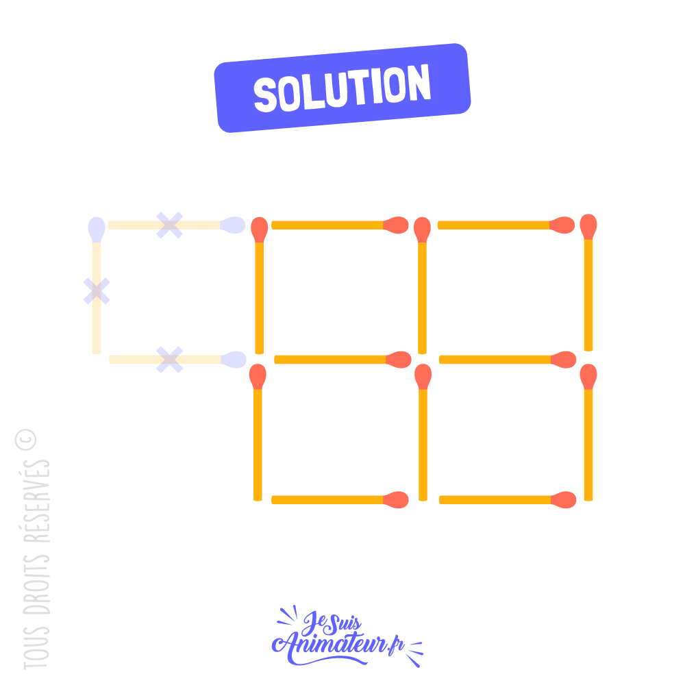 Réponse à l’énigme « carrés d’allumettes » niveau très facile #3