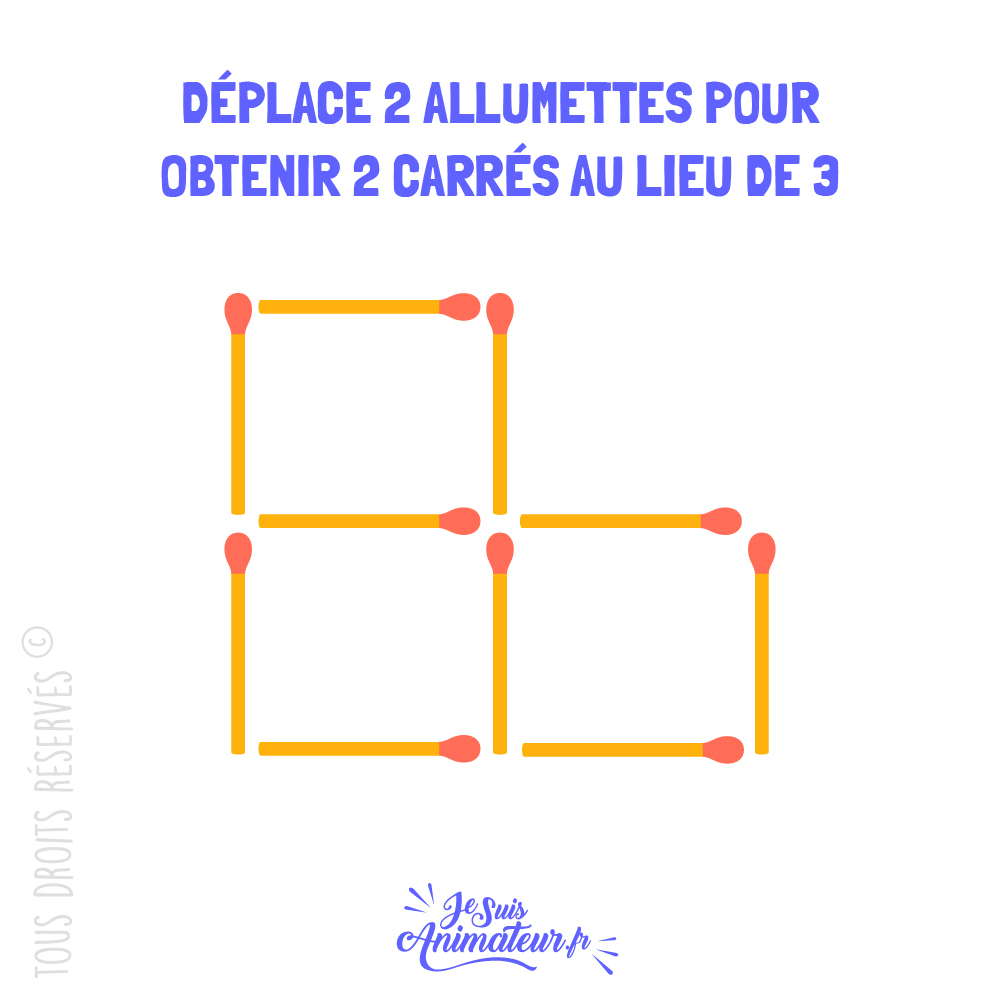 Énigme « carrés d’allumettes » niveau facile #1