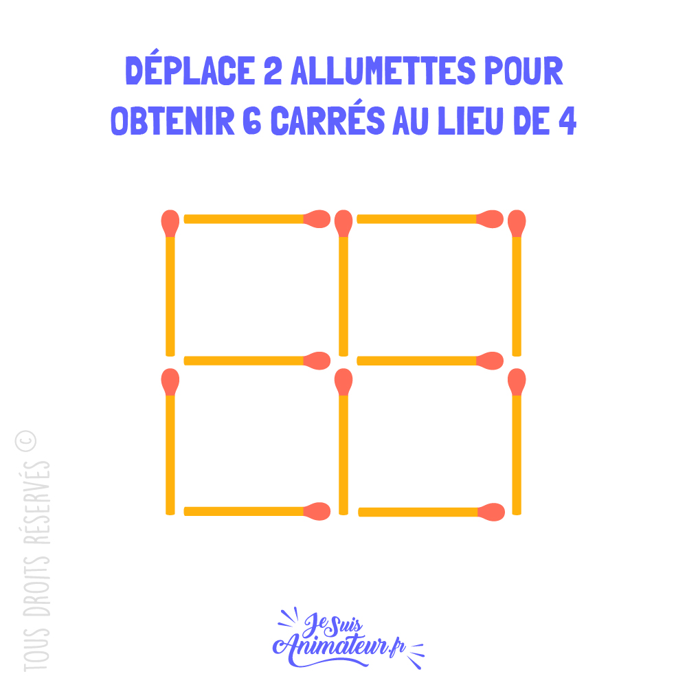 Énigme « carrés d’allumettes » niveau facile #2