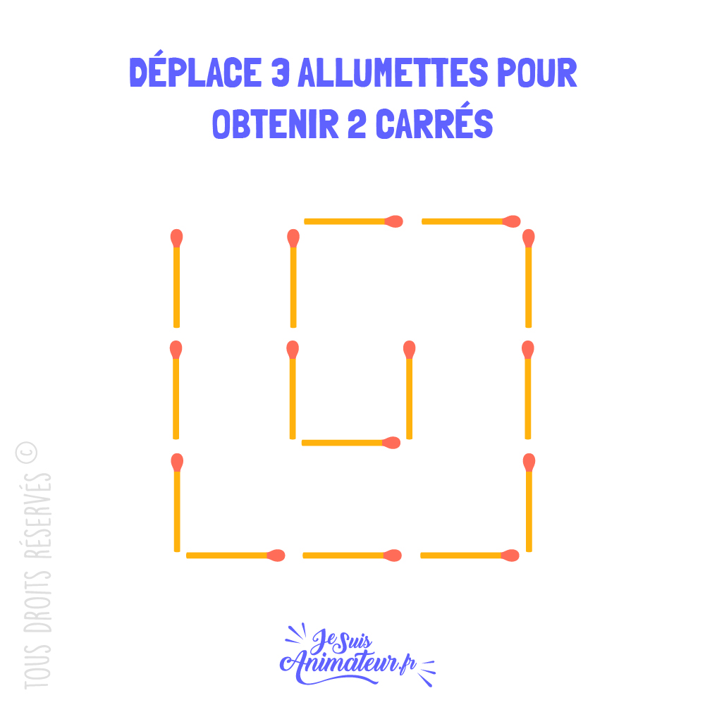 Énigme « carrés d’allumettes » niveau facile #3