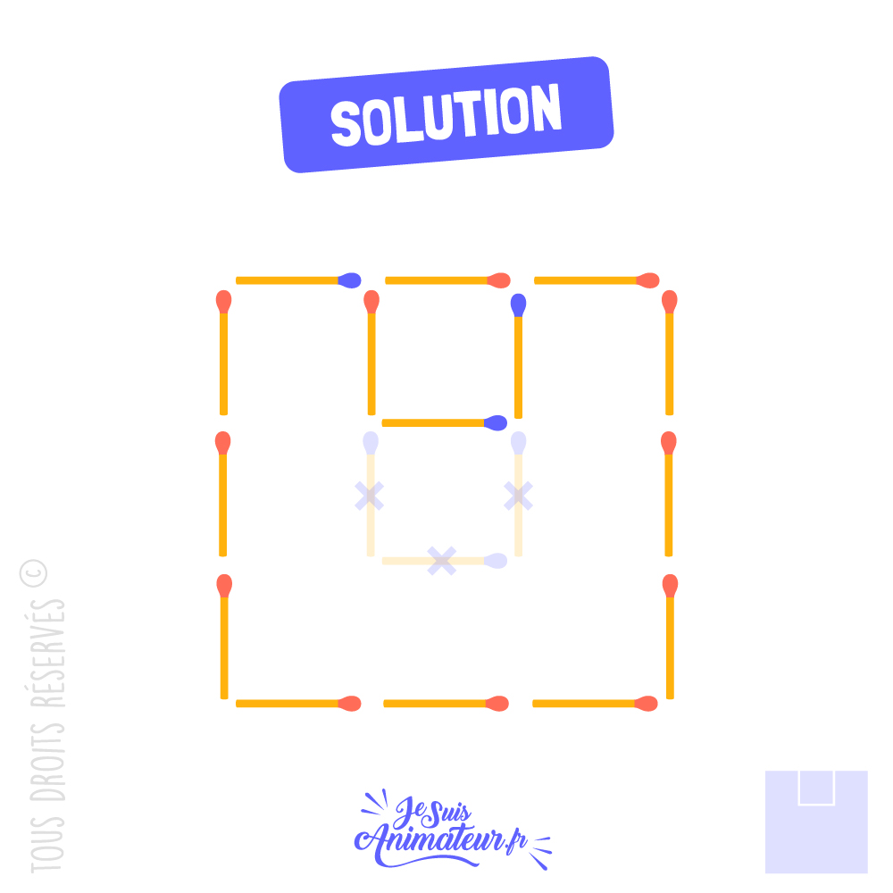 Réponse à l’énigme « carrés d’allumettes » niveau facile #3