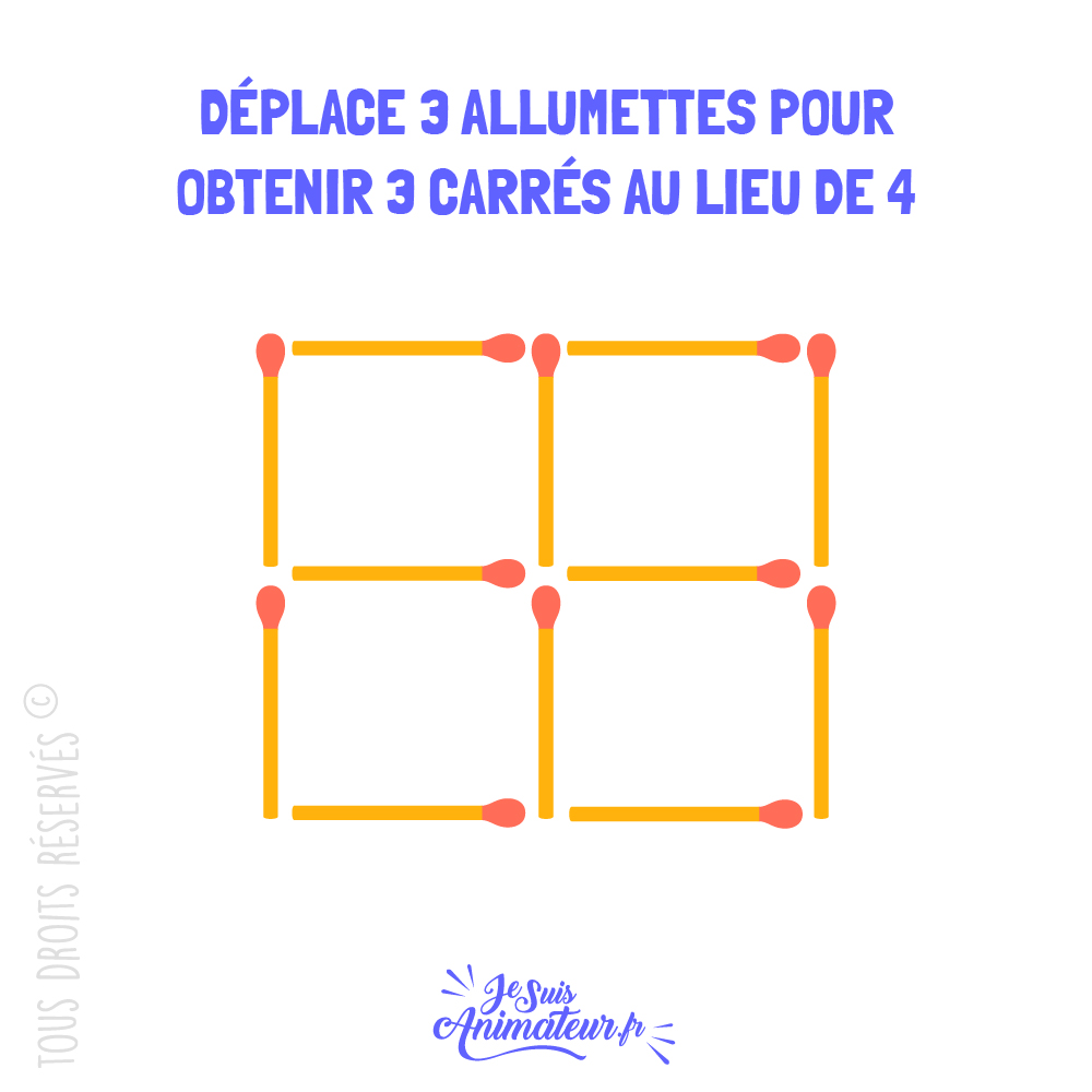 Énigme « carrés d’allumettes » niveau intermédiaire #1