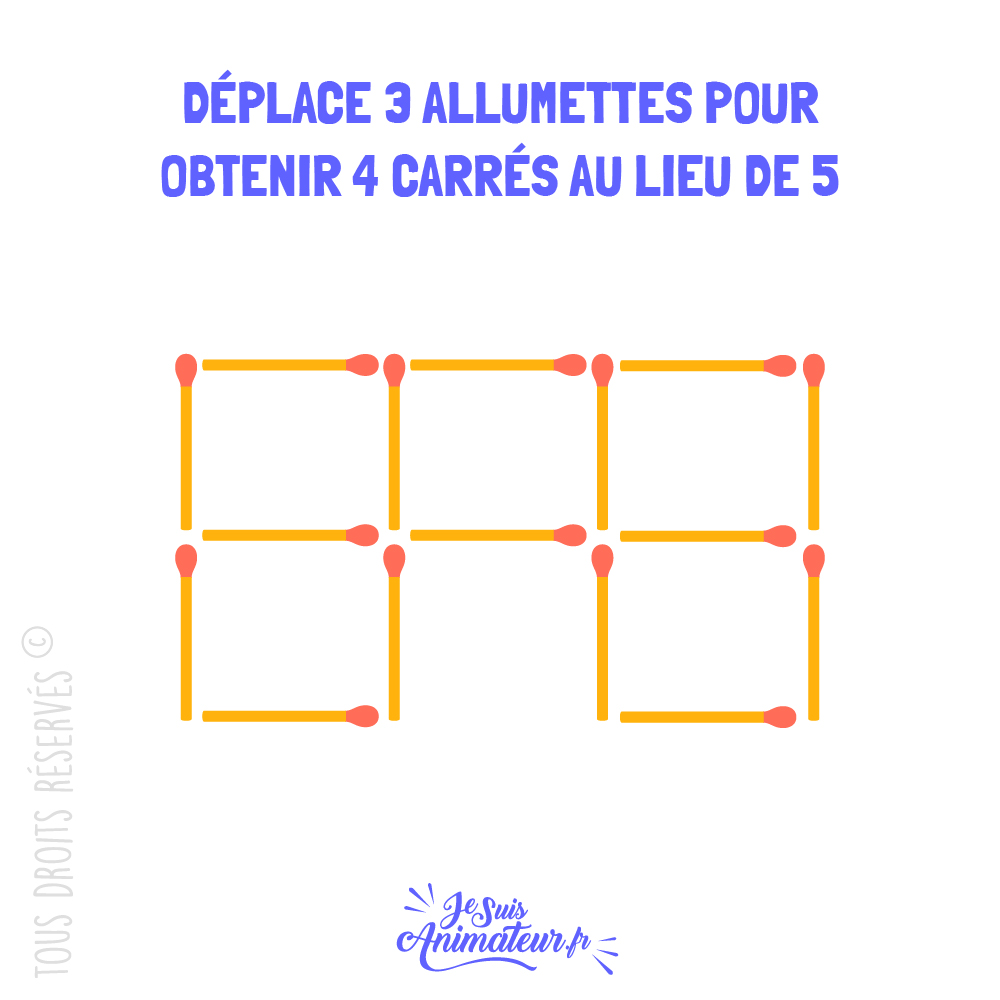 Énigme « carrés d’allumettes » niveau intermédiaire #2