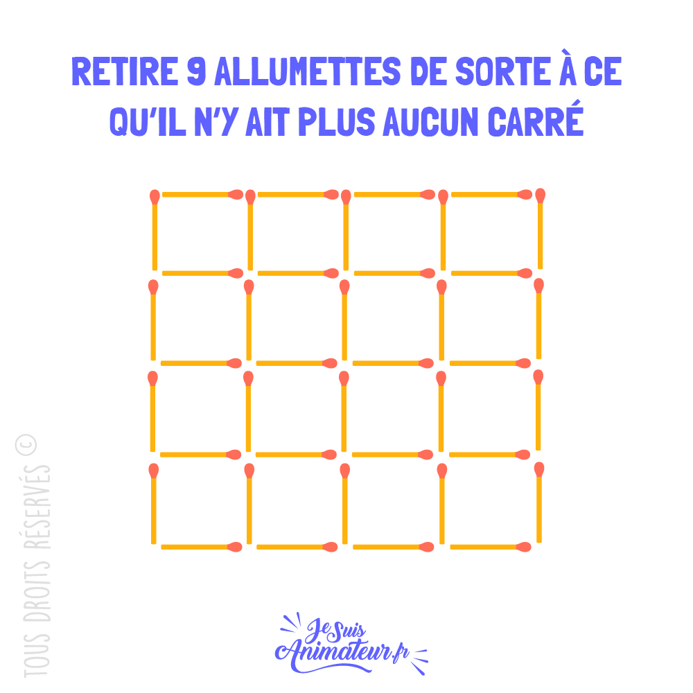 Énigme « carrés d’allumettes » niveau difficile #1