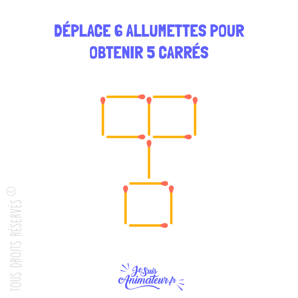 Énigme « carrés d’allumettes » niveau difficile #2