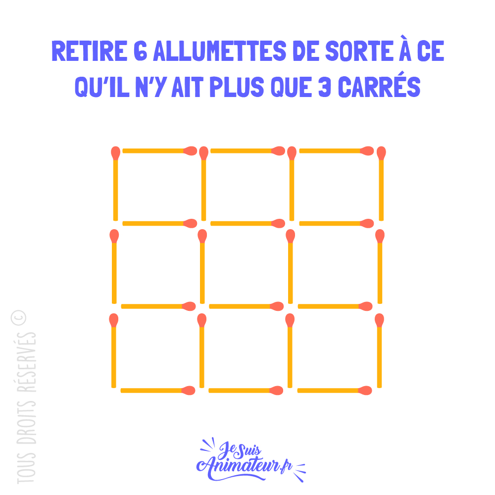Énigme « carrés d’allumettes » niveau difficile #3
