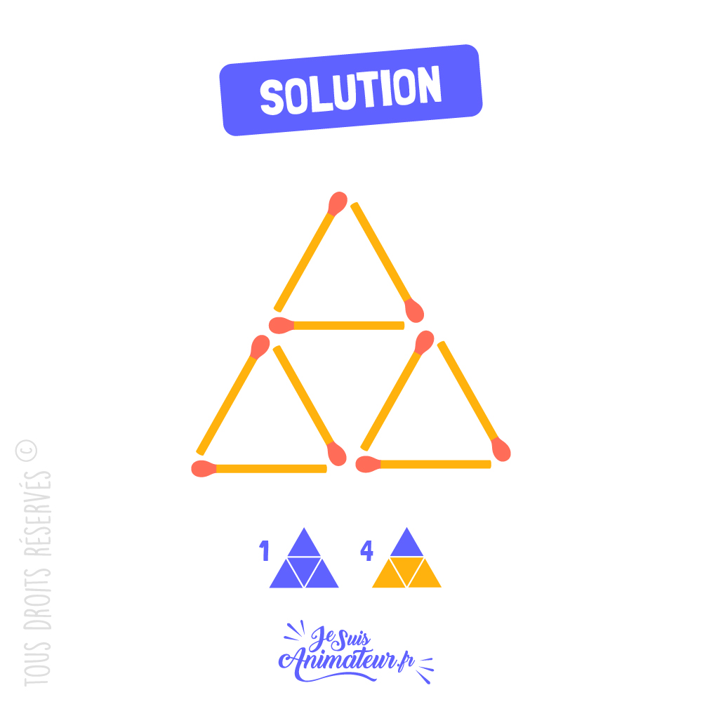 Réponse à l’énigme « triangles d’allumettes » niveau facile #2
