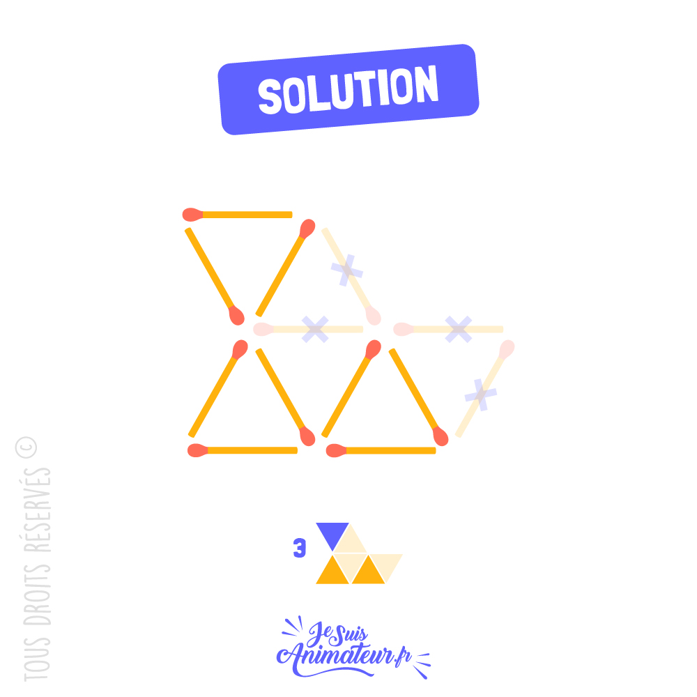 Réponse à l’énigme « triangles d’allumettes » niveau facile #3