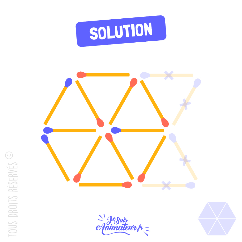 Réponse à l’énigme « triangles d’allumettes » niveau intermédiaire #2