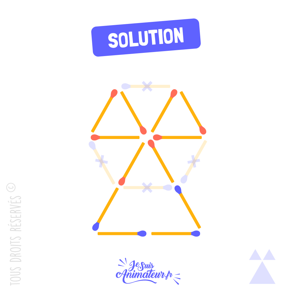 Réponse à l’énigme « triangles d’allumettes » niveau intermédiaire #3