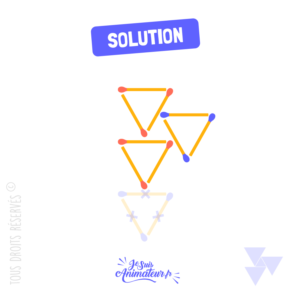 Réponse à l’énigme « triangles d’allumettes » niveau difficile #2