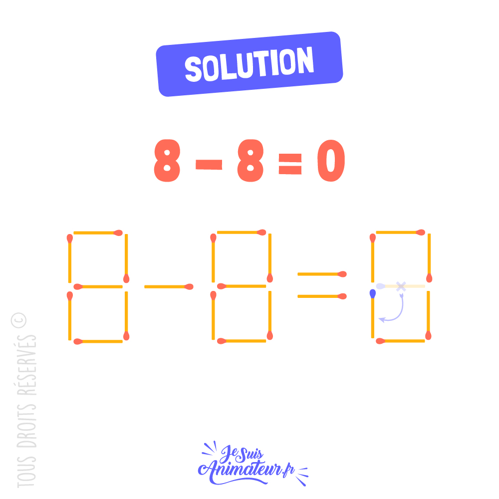 Réponse à l’équation avec des allumettes - niveau facile #1