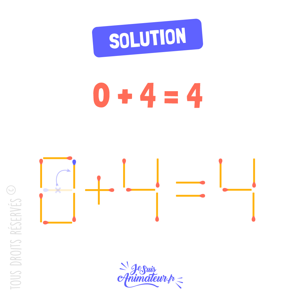 Réponse à l’équation avec des allumettes - niveau facile #2