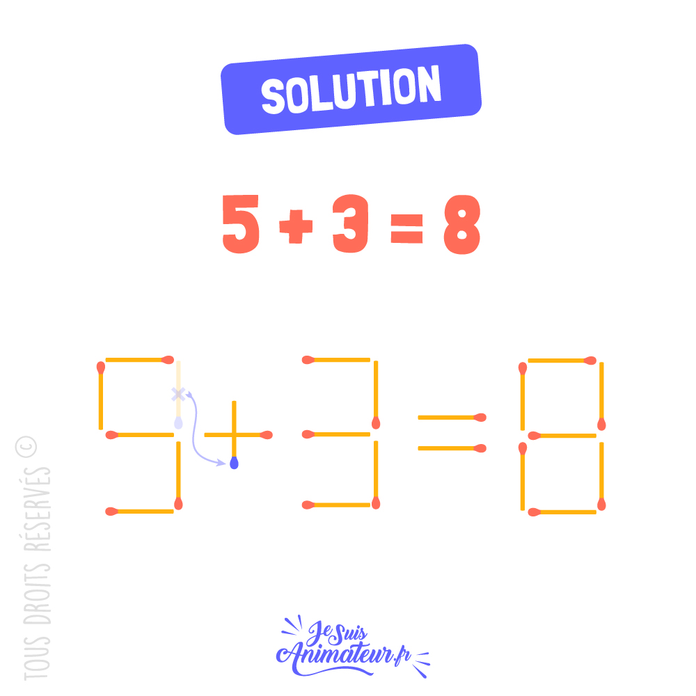 Réponse à l’équation avec des allumettes - niveau facile #4